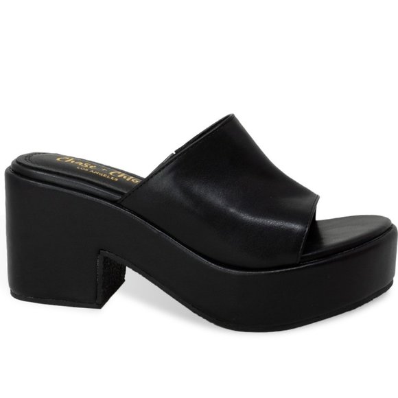 Chase + Chloe Shoes - Women’s Chunky Block Heeled Platform Mule Sandal